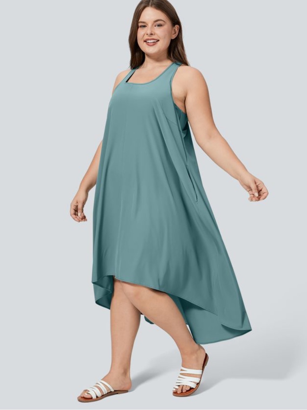 HALARA Breezefull RacerPocket High Low Midi Dress
